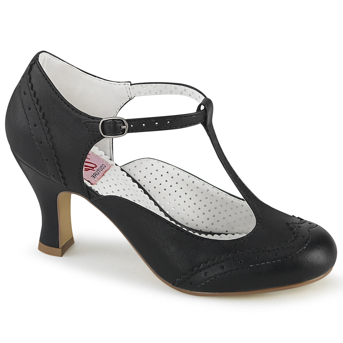 FLAPPER-26 3" Kitten Heel Round Toe T-Strap Pump