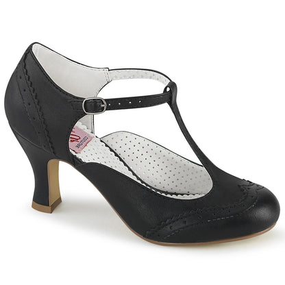 FLAPPER-26 3" Kitten Heel Round Toe T-Strap Pump