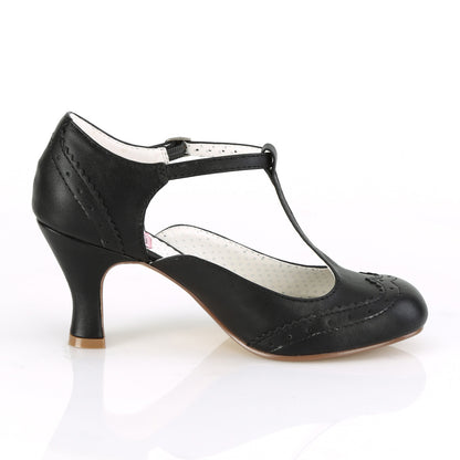FLAPPER-26 3" Kitten Heel Round Toe T-Strap Pump