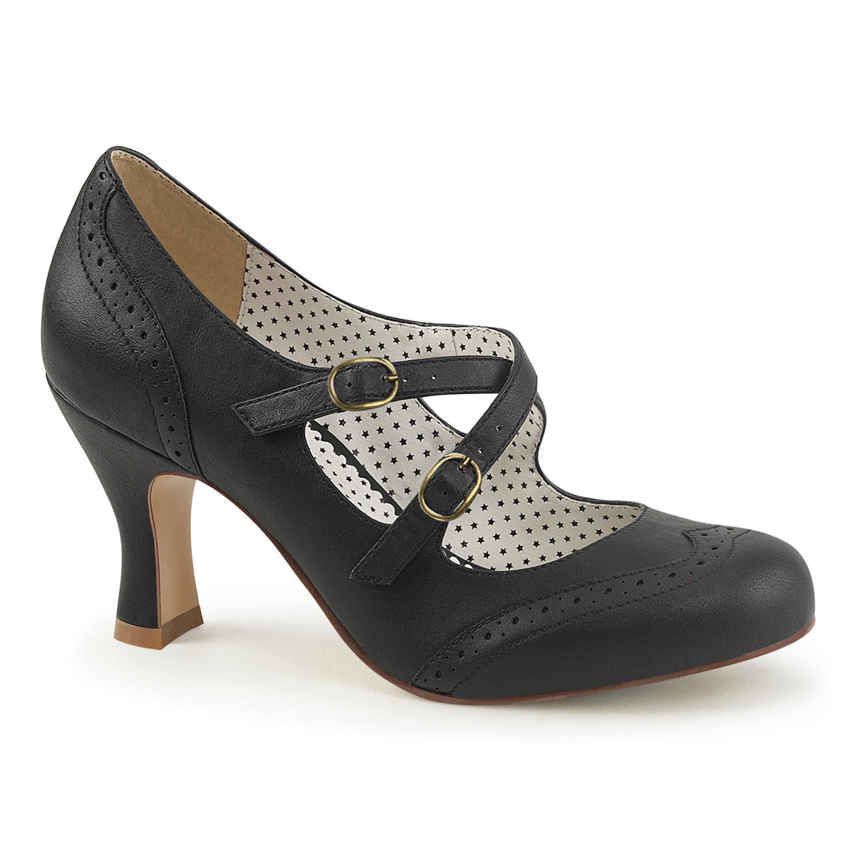 FLAPPER-35 3" Kitten Heel Round Toe Criss-Cross Mary Jane Pump