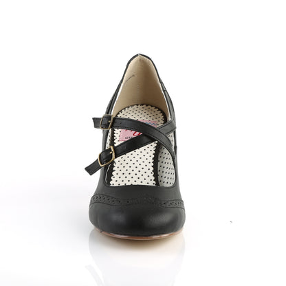FLAPPER-35 3" Kitten Heel Round Toe Criss-Cross Mary Jane Pump