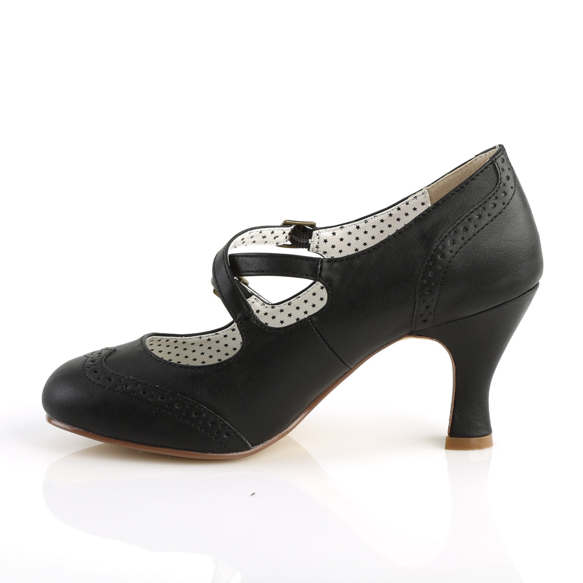 FLAPPER-35 3" Kitten Heel Round Toe Criss-Cross Mary Jane Pump