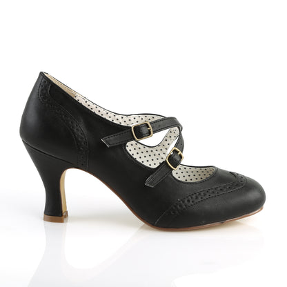 FLAPPER-35 3" Kitten Heel Round Toe Criss-Cross Mary Jane Pump