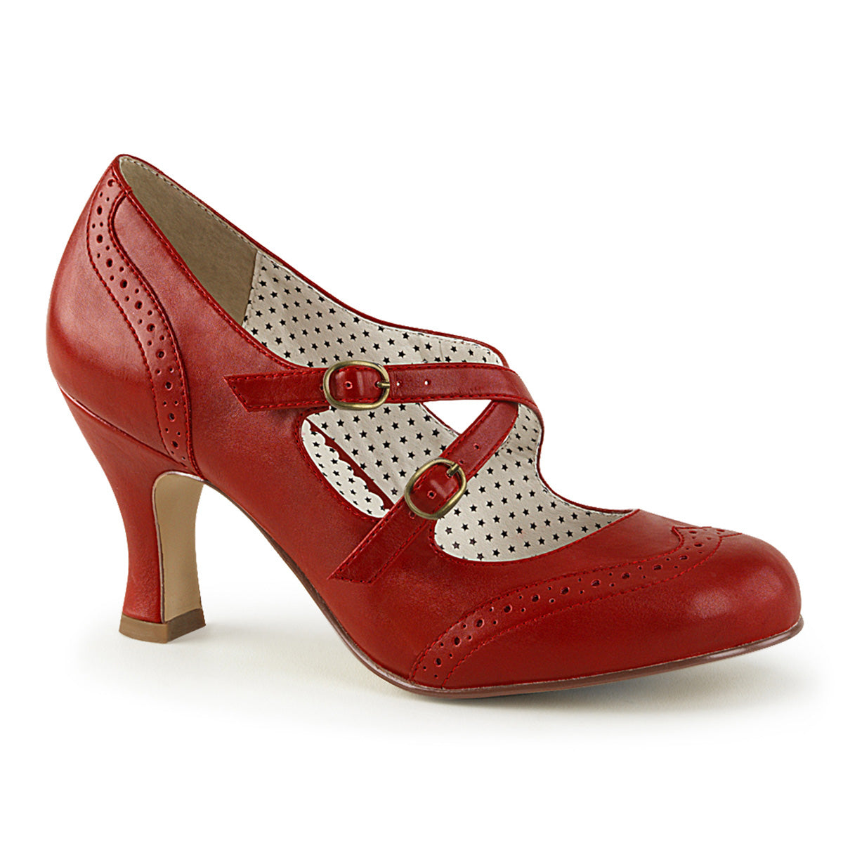 FLAPPER-35 3" Kitten Heel Round Toe Criss-Cross Mary Jane Pump