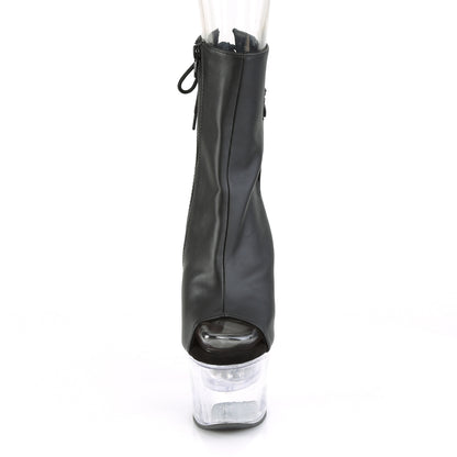 FLASHDANCE-1018-7 7" Heel,2 3/4" PF LED Illuminated Open Ankle Boot, Side Zip
