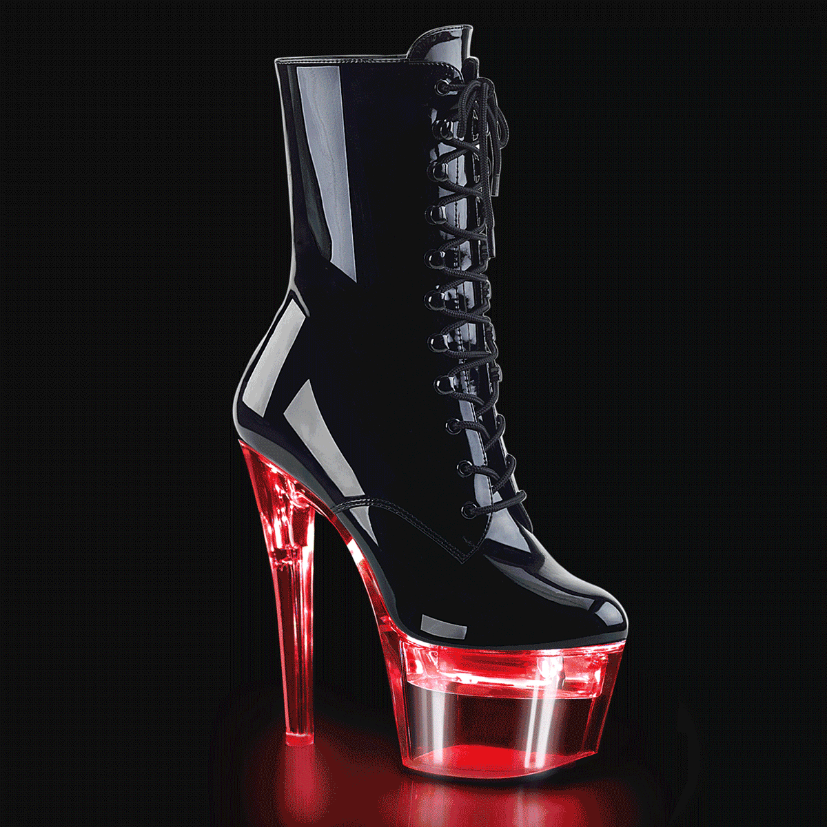 FLASHDANCE-1020-7 7" Heel, 2 3/4" PF LED Illuminated Ankle Boot, Side Zip