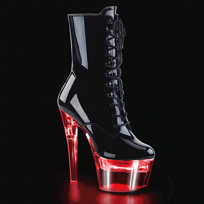 FLASHDANCE-1020-7 7" Heel, 2 3/4" PF LED Illuminated Ankle Boot, Side Zip