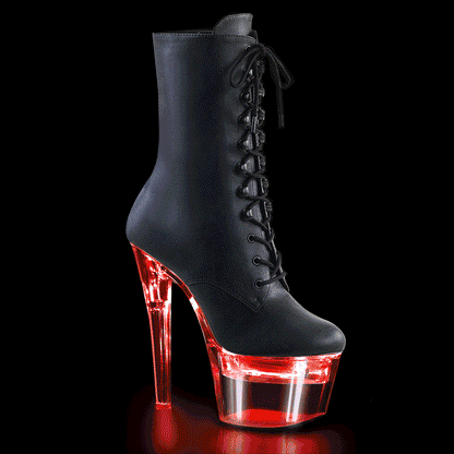 FLASHDANCE-1020-7 7" Heel, 2 3/4" PF LED Illuminated Ankle Boot, Side Zip