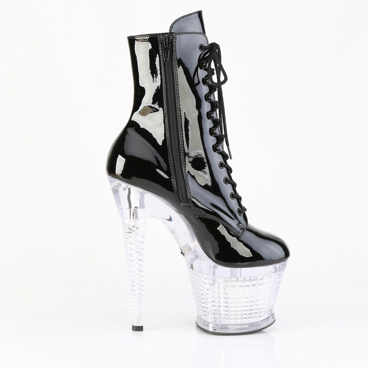 FLASHDANCE-1020SPEC 7" Heel, 3" Textured PF LED Illuminated Ankle Boot, Side Zip