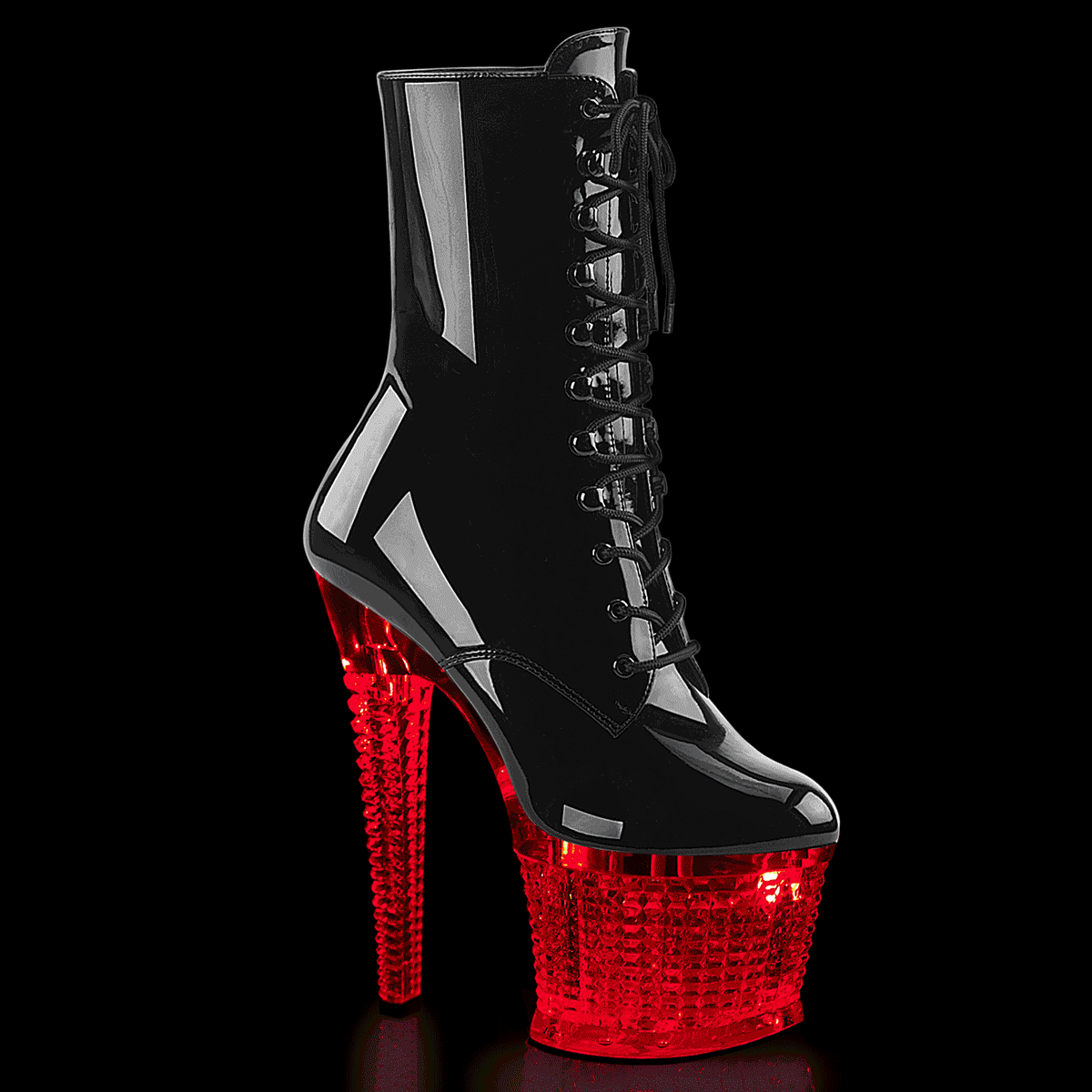 FLASHDANCE-1020SPEC 7" Heel, 3" Textured PF LED Illuminated Ankle Boot, Side Zip