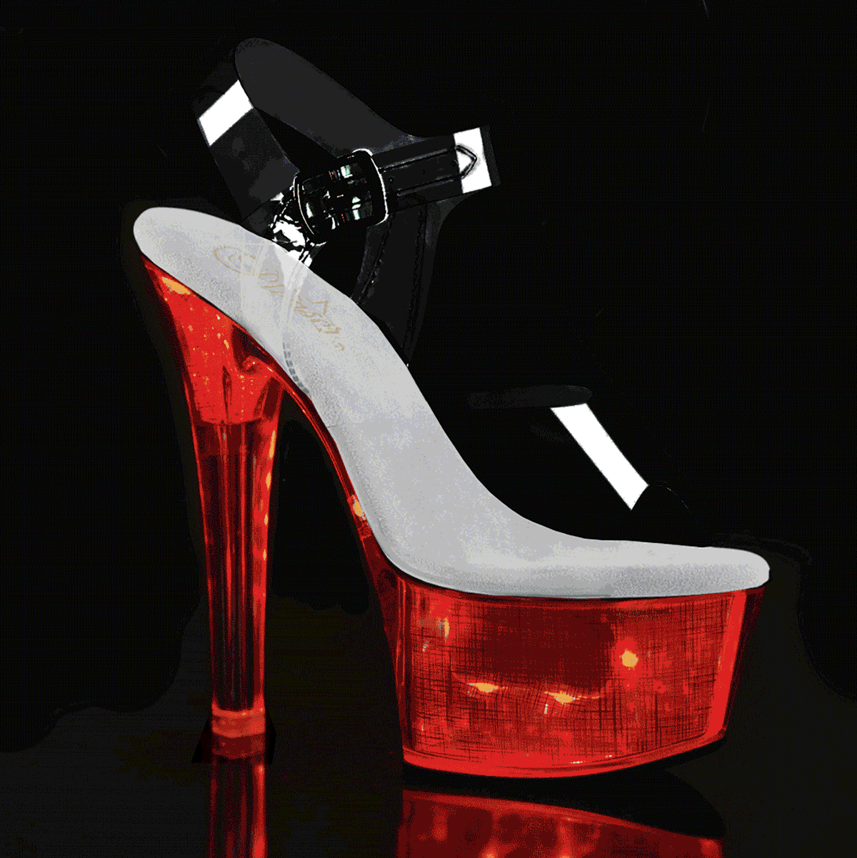 FLASHDANCE-608CH 6" Heel, 2 1/4" PF LED Illuminated Ankle Strap Sandal