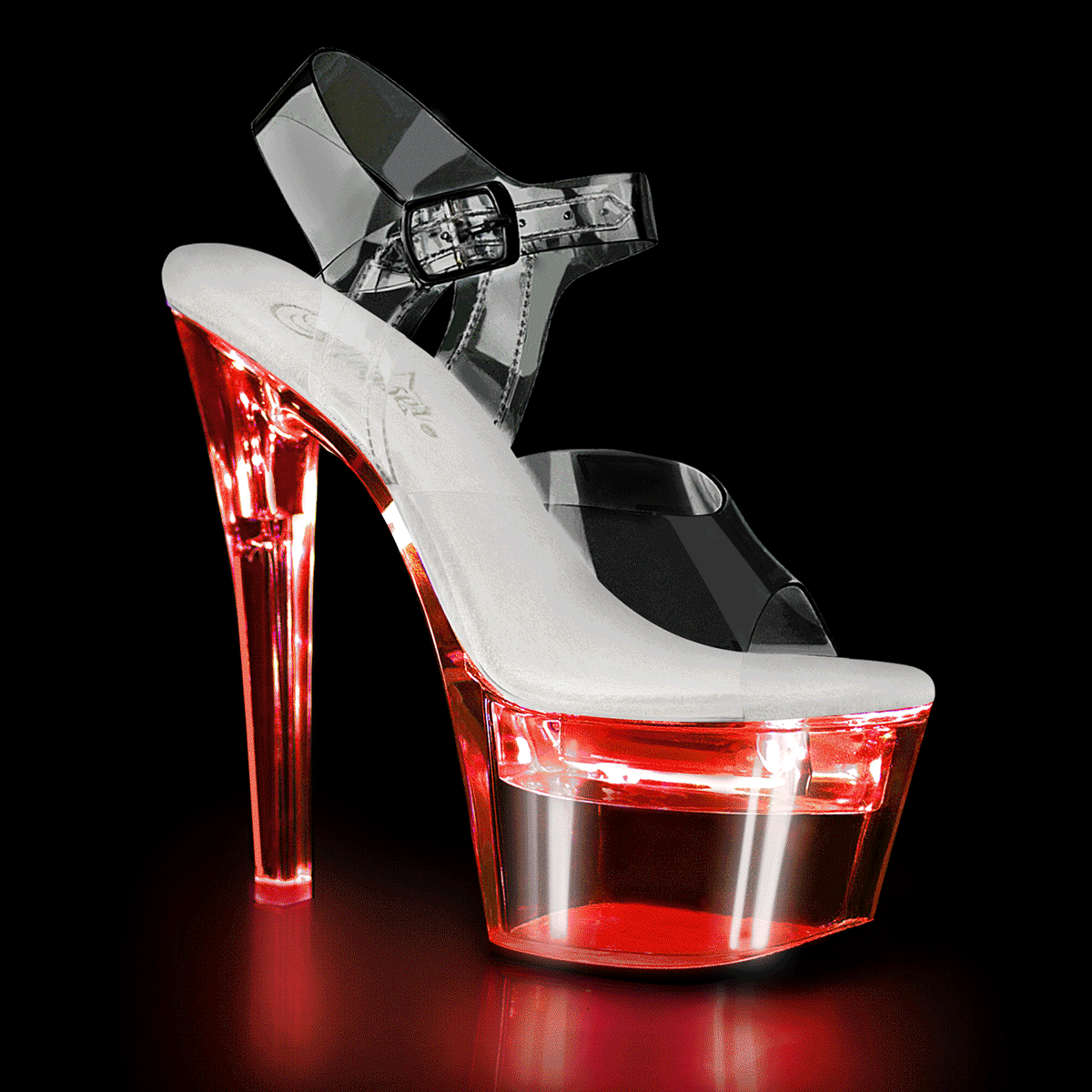 FLASHDANCE-708 7" Heel, 2 3/4" Platform LED Illuminated Ankle Strap Sandal