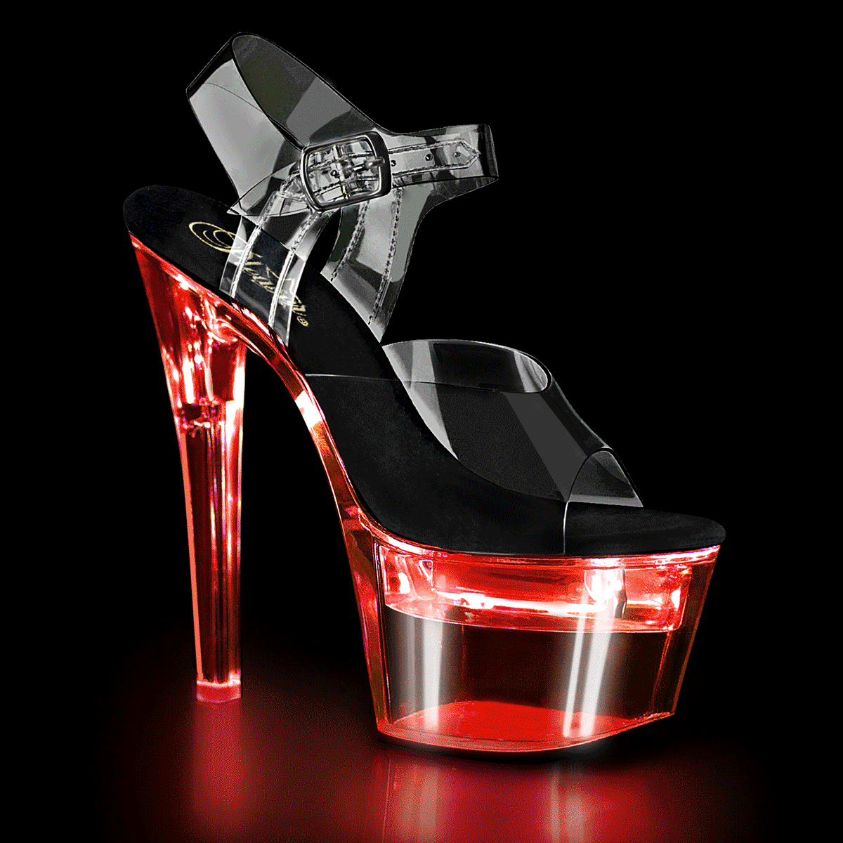 FLASHDANCE-708 7" Heel, 2 3/4" Platform LED Illuminated Ankle Strap Sandal