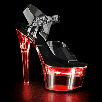 FLASHDANCE-708 7" Heel, 2 3/4" Platform LED Illuminated Ankle Strap Sandal