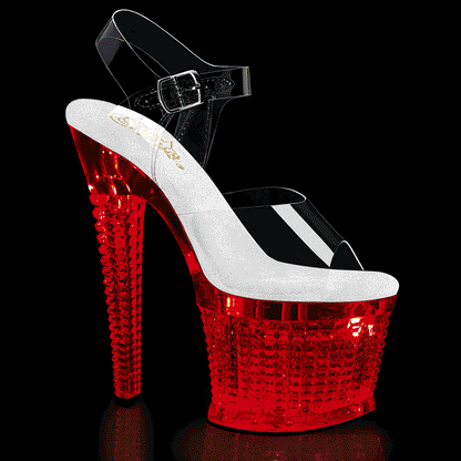 FLASHDANCE-708SPEC 7" Heel, 3" Textured LED Illuminated Ankle Strap Sandal