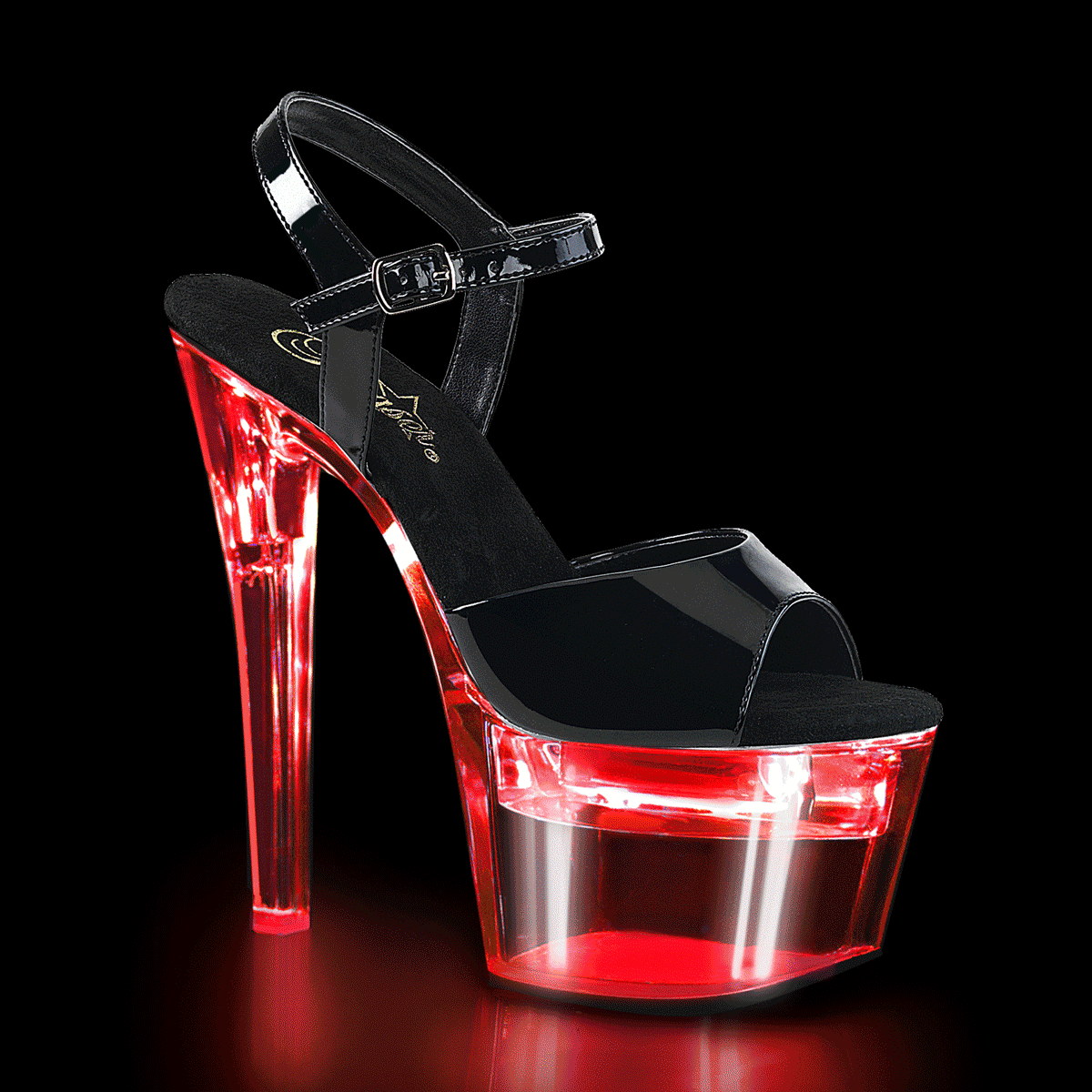 FLASHDANCE-709 7" Heel, 2 3/4" Platform LED Illuminated Ankle Strap Sandal