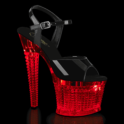 FLASHDANCE-709SPEC 7" Heel, 3" Textured PF LED Illuminated Ankle Strap Sandal