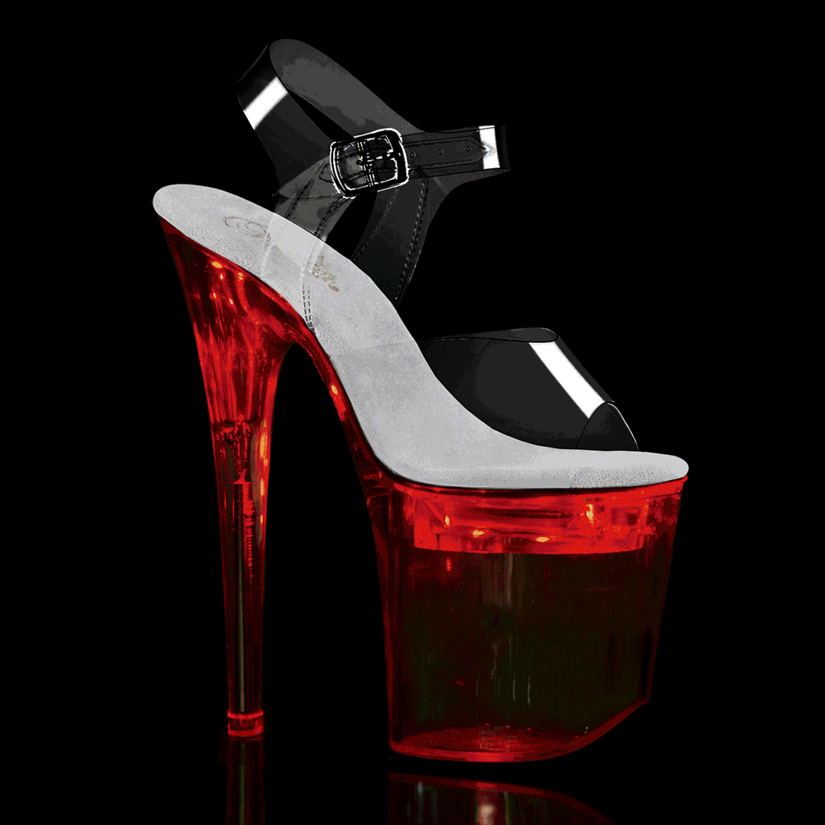 FLASHDANCE-808 8" Heel, 4" PF LED Illuminated Ankle Strap Sandal