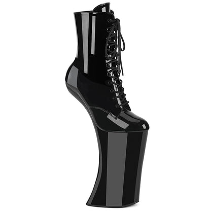 FORBIDDEN-1020 11" Heelless, 6 1/4" PF Lace-Up Front Ankle Boot, Inside Zip
