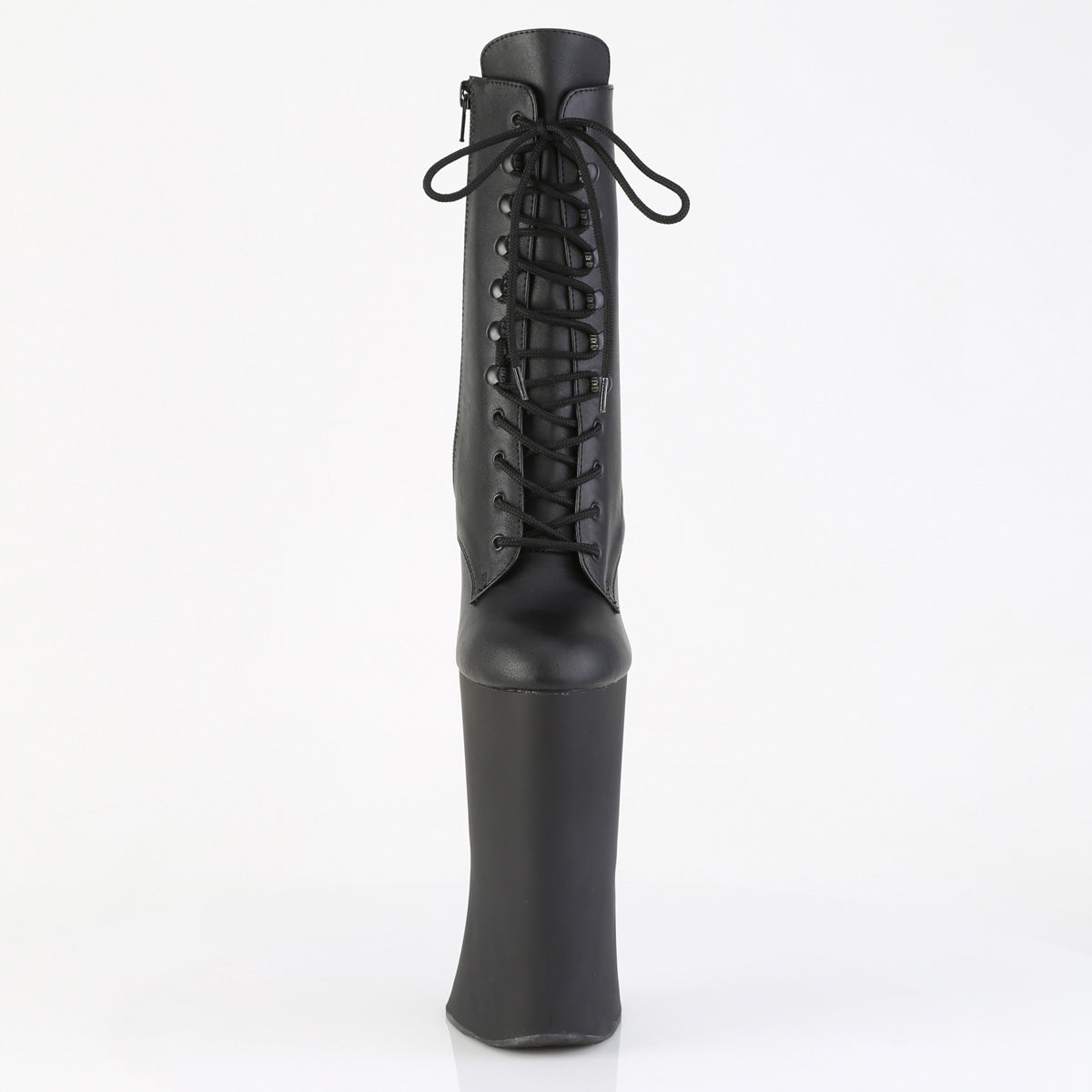 FORBIDDEN-1020 11" Heelless, 6 1/4" PF Lace-Up Front Ankle Boot, Inside Zip