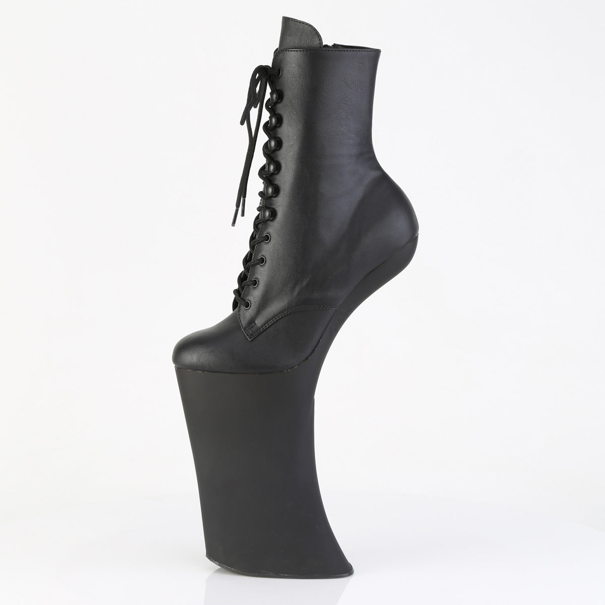 FORBIDDEN-1020 11" Heelless, 6 1/4" PF Lace-Up Front Ankle Boot, Inside Zip