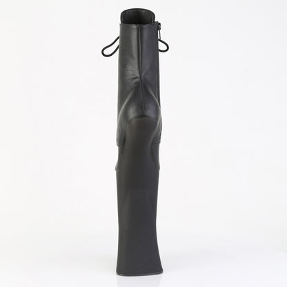 FORBIDDEN-1020 11" Heelless, 6 1/4" PF Lace-Up Front Ankle Boot, Inside Zip
