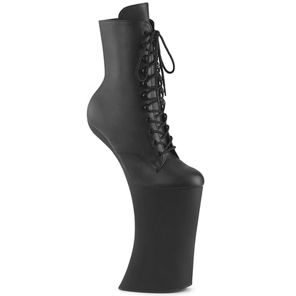 FORBIDDEN-1020 11" Heelless, 6 1/4" PF Lace-Up Front Ankle Boot, Inside Zip