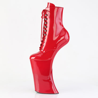 FORBIDDEN-1020 11" Heelless, 6 1/4" PF Lace-Up Front Ankle Boot, Inside Zip