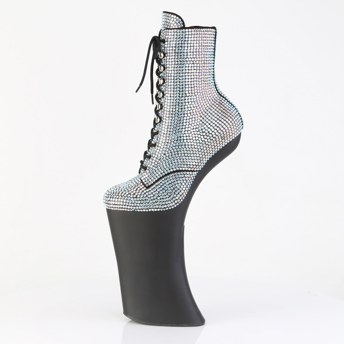 FORBIDDEN-1020RS 11" Heelless, 6 1/4" PF RS Embellished Ankle Boot, Side Zip