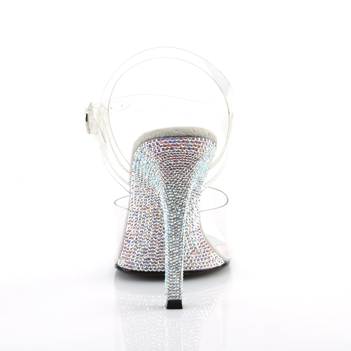 GALA-08DM 4 1/2" Heel Ankle Strap Sandal w/ Rhinestone/Silv