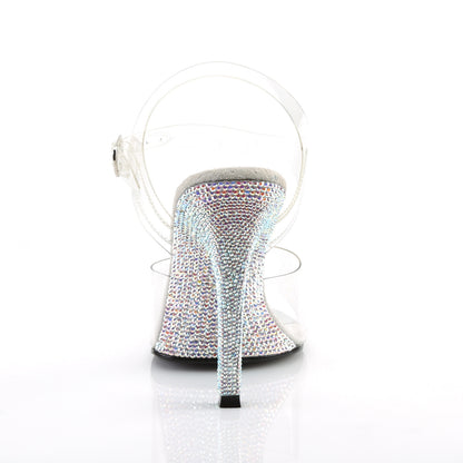 GALA-08DM 4 1/2" Heel Ankle Strap Sandal w/ Rhinestone/Silv