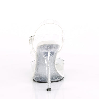 GALA-08MG 4 1/2" Heel Ankle Strap Sandal w/ Mini Glitters/Silv