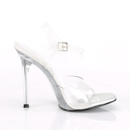 GALA-08MG 4 1/2" Heel Ankle Strap Sandal w/ Mini Glitters/Silv