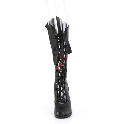 GLAM-243 **3 3/4" Heel, 1/2" PF Lace-Up Knee High Boot, Inside Zip