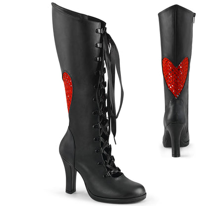 GLAM-243 **3 3/4" Heel, 1/2" PF Lace-Up Knee High Boot, Inside Zip