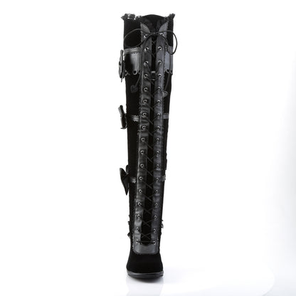 GLAM-300 *3 3/4" Heel, 1/2" PF Goth Lolita Over-the-Knee Boot w/ Bows