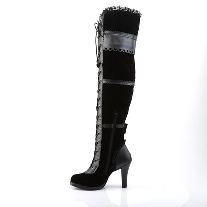 GLAM-300 *3 3/4" Heel, 1/2" PF Goth Lolita Over-the-Knee Boot w/ Bows