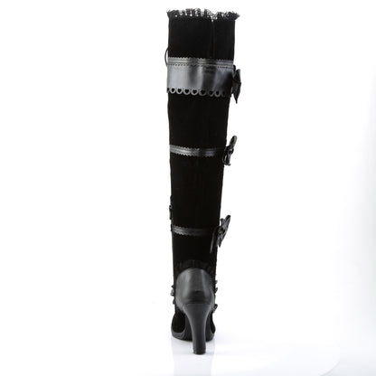 GLAM-300 *3 3/4" Heel, 1/2" PF Goth Lolita Over-the-Knee Boot w/ Bows