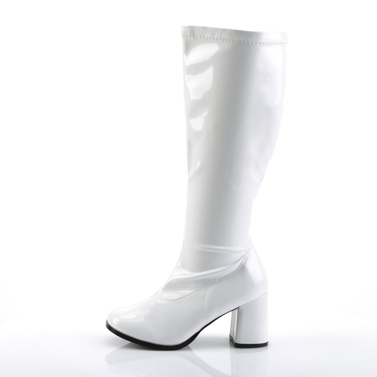 GOGO-300X 3" Block Heel Stretch Pat Wide Width Gogo Boot, Plus Size