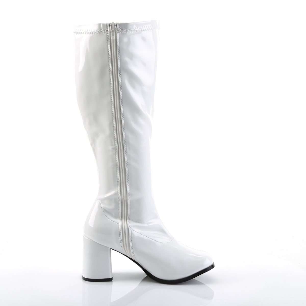 GOGO-300X 3" Block Heel Stretch Pat Wide Width Gogo Boot, Plus Size