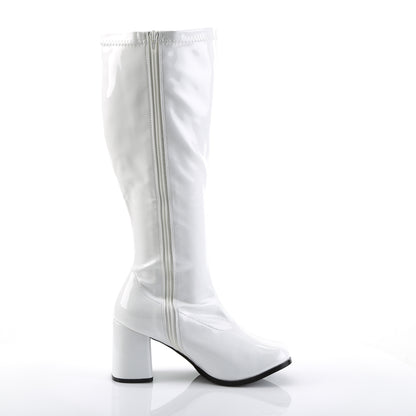 GOGO-300X 3" Block Heel Stretch Pat Wide Width Gogo Boot, Plus Size
