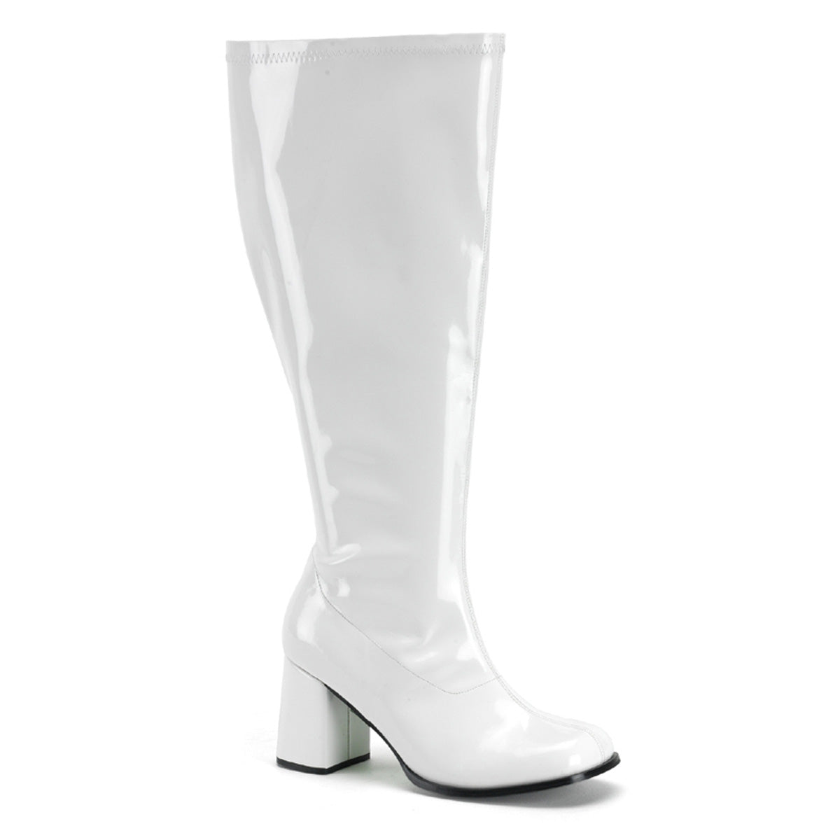 GOGO-300X 3" Block Heel Stretch Pat Wide Width Gogo Boot, Plus Size