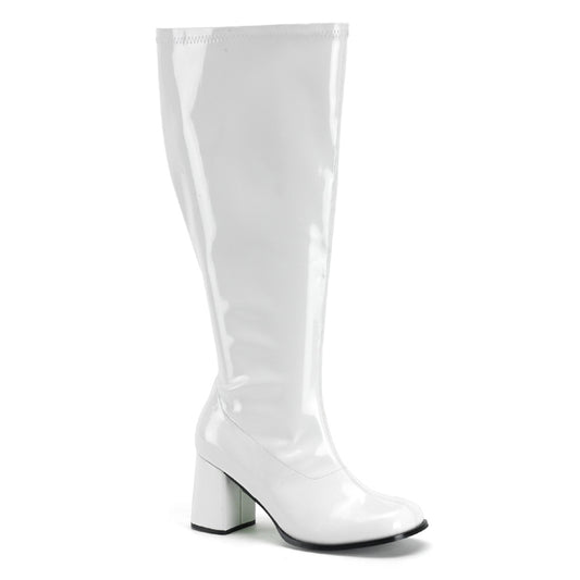 GOGO-300X 3" Block Heel Stretch Pat Wide Width Gogo Boot, Plus Size