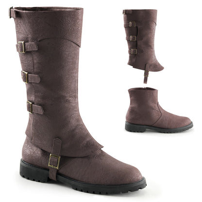 GOTHAM-105 **1 1/2" Flat Heel Men's Buckled Strap Knee High Cuffed Boot