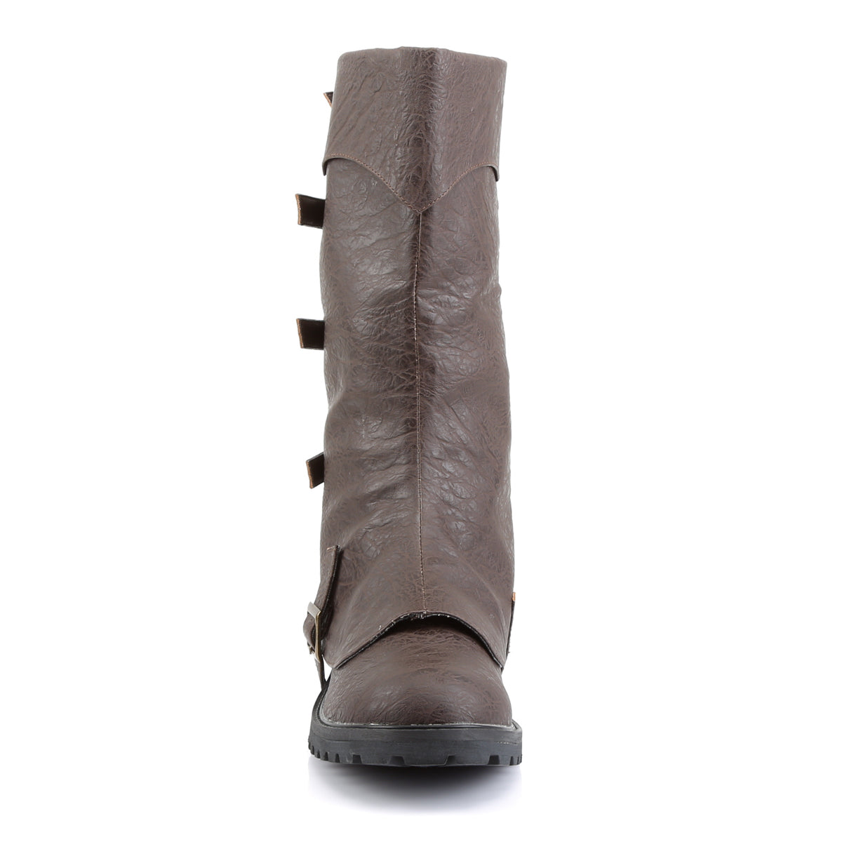 GOTHAM-105 **1 1/2" Flat Heel Men's Buckled Strap Knee High Cuffed Boot