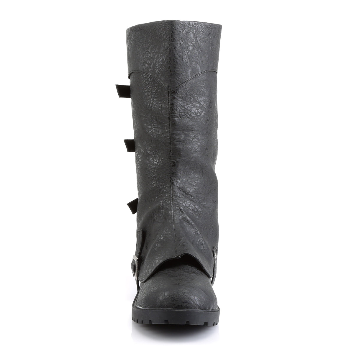 GOTHAM-105 **1 1/2" Flat Heel Men's Buckled Strap Knee High Cuffed Boot