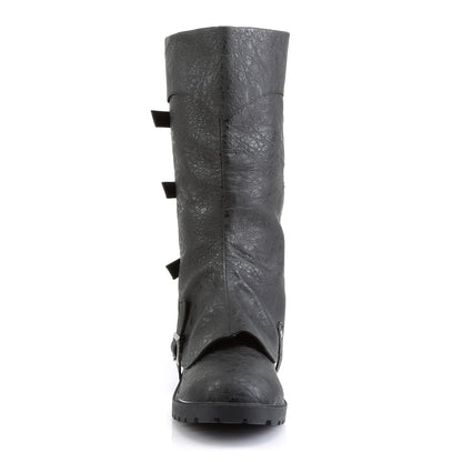 GOTHAM-105 **1 1/2" Flat Heel Men's Buckled Strap Knee High Cuffed Boot