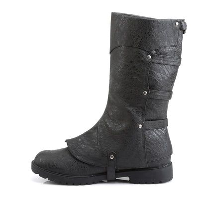 GOTHAM-105 **1 1/2" Flat Heel Men's Buckled Strap Knee High Cuffed Boot