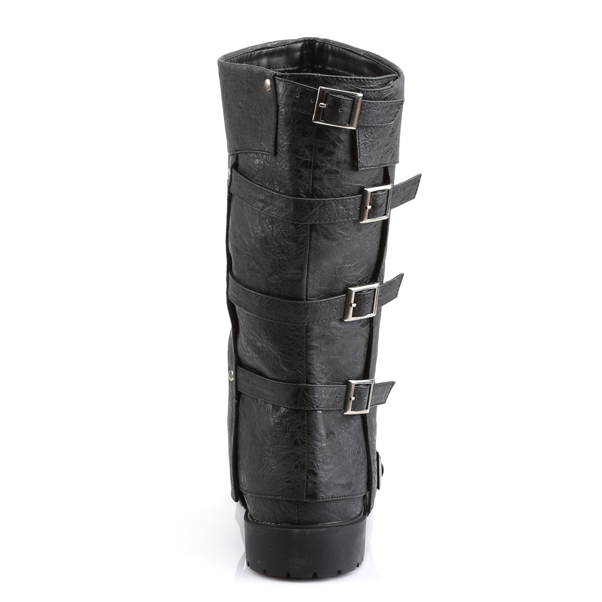 GOTHAM-105 **1 1/2" Flat Heel Men's Buckled Strap Knee High Cuffed Boot