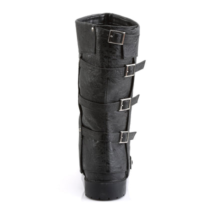 GOTHAM-105 **1 1/2" Flat Heel Men's Buckled Strap Knee High Cuffed Boot